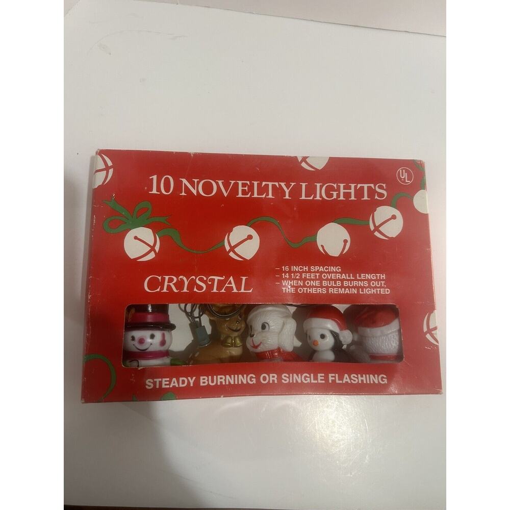 Vintage Blow Mold Christmas tree String Lights Dog Penguin Snowman Bear Deer